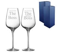 Uniqueful Personalised The Boss & The Real Boss Wine Glasses Set in Clear Uniqueful Clear