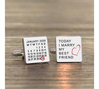 Uniqueful Personalised Today I Marry My Best Friend Silver Finish Cufflinks Uniqueful Silver One Size