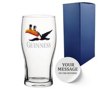 Uniqueful Personalised Toucan Guinness Pint Glass Any Message Birthday in Clear Uniqueful Clear