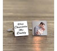 Uniqueful Personalised When Met Daddy Photo Upload Silver Finish Cufflinks | Size: 10 Uniqueful Silver 10