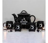 Uniqueful Witches Brew Ceramic Cauldron Tea Set in Black | Size: 1 Pack Uniqueful Black 1 Pack