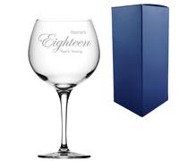 Uniqueful Women's Personalised 18th Birthday Primeur Gin Glass Years Young Curly Font in Clear Uniqueful Clear
