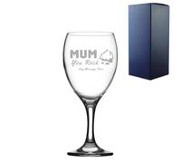 Uniqueful Women's Personalised Engraved Wine Glass 12oz With Mum You Rock Design in Clear Uniqueful Clear