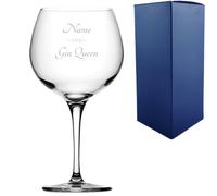 Uniqueful Women's Personalised Primeur Gin Balloon Cocktail Glass The Gin Queen Any Name in Clear Uniqueful Clear