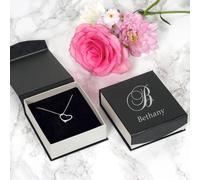 Uniqueful Women's Personalised Script Initial Heart Pendant Silver Finish Birthday Gift Uniqueful Silver One Size
