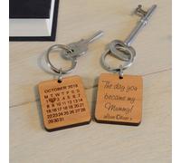 Uniqueful Women's Personalised The Day You Became My Mummy Key Ring New Baby Mum in Brown Uniqueful Brown One Size
