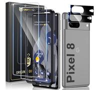 UniqueMe 2+2 Pack Screen Protector for Google Pixel 8, Tempered Glass Screen Protectors + Camera Lens Protector, 【Support Fingerprint】 Anti -Scratch HD Clear Film, Easy Installation