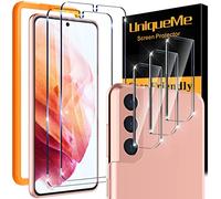 UniqueMe 2 + 3 Pieces Screen Protector for Samsung Galaxy S21 5G, Protective Glass with Positioning Aid, 2 Pieces Tempered Glass and 3 Pieces Camera Protection, Bubble-Free, Scratch Resistance