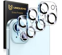 UniqueMe 3 Pack for iPhone 15 / iPhone 15 Plus Camera Lens Protector, Ultra HD Tempered Glass Camera Len Protection Cover [Case Friendly] [Scratch-Resistant] [Night Shooting Mode]
