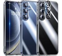 UniqueMe 5-in-1 Set for Samsung Galaxy S25 Case - [Never Yellowing] Mobile Phone Case for Galaxy S25 Case All-Round Protection [1 Phone Case + 2 Screen Protectors +2 lens Protectors] Clear