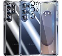 UniqueMe 5-in-1 Set for Samsung Galaxy S25 Ultra Case - [Never Yellowing] Mobile Phone Case for Galaxy S25 Ultra Case All-Round Protection [1 Phone Case + 2 Screen Protectors +2 lens Protectors]