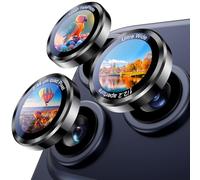 UniqueMe Camera Lens Protector for iPhone 17 Pro Max/17 Pro/16 Pro Max/16 Pro/15 Pro Max/15 Pro/14 Pro Max/14 Pro - 1 Pack Anti-Scratch Tempered Glass full Metal Ring Camera Easy to Install - Black