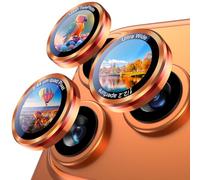 UniqueMe Camera Lens Protector for iPhone 17 Pro Max/17 Pro/16 Pro Max/16 Pro/15 Pro Max/15 Pro/14 Pro Max/14 Pro - 1 Pack Military-Grade Tempered Glass Metal Camera Cover Easy to Install - Orange
