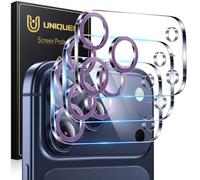 UniqueMe Compatible for 3 Pack iPhone 17 Pro Camera Lens Protector - [Drop Protection] [Case Friendly] 9H Tempered Glass Camera Cover Screen [Update New Version] - Glitter Dark Purple