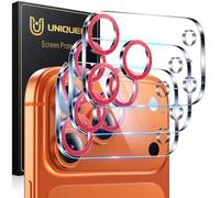 UniqueMe Compatible for 3 Pack iPhone 17 Pro Camera Lens Protector - [Drop Protection] [Case Friendly] 9H Tempered Glass Camera Cover Screen [Update New Version] - Glitter Red