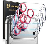 UniqueMe Compatible for 3 Pack iPhone 17 Pro Max Camera Lens Protector - [Drop Protection] [Case Friendly] 9H Tempered Glass Camera Cover Screen [Update New Version] - Glitter Red