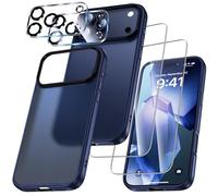 UniqueMe For 17 Pro Case - 5 in 1 Case Kit for 17 Pro Protection, 1 Cover & 2 Tempered Glass & 2 Rear Camera Protector - Blue