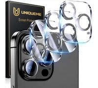 UniqueMe for 3 Pack iPhone 15 Pro/iPhone 15 Pro Max Camera Lens Protector, [Drop Protection] [Case Friendly] 9H Tempered Glass Camera Cover Screen [Update New Version] - Glitter Black