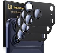 UniqueMe for 3 Pack iPhone 17 Pro Camera Lens Protector - [Drop Protection] [Case Friendly] 9H Tempered Glass Camera Cover Screen [Update New Version] - All Black