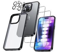 UniqueMe For iPhone 15 Pro Max, 5-in-1 Kit Case for iPhone 15 Pro Max Case Protection Cover, 1 Case & 2 Tempered Glass & 2 Rear Camera Protector - Black
