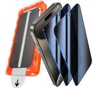 UniqueMe for iPhone 15 Pro Max Privacy Screen Protector - 2 Pack [Automatic Dust Removal] 9H Full Coverage Tempered Glass Screen Protector [Anti-Spy] Bubble-Free Case Friendly Scratch-proof