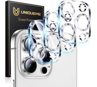 UniqueMe for iPhone 16 Pro/16 Pro Max Camera Lens Protector - 3 Pack Ultra HD Tempered Glass Camera Len Protection Cover [Case Friendly] [Scratch-Resistant] [Night Shooting Mode]-sliver