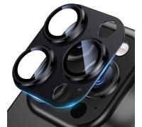 UniqueMe for iPhone 16 Pro/iPhone 16 Pro Max Camera Lens Protector - 1 pack [Strong Drop Protection] [Not Easy to Fall-off] Metal Ring Tempered Glass Rear Camera Screen Cover - Black