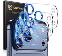 UniqueMe for iPhone 17 Pro Camera Lens Protector - 3 Pack Ultra HD Tempered Glass Camera Lens Protection Cover [Case Friendly] [Scratch-Resistant] [Night Shooting Mode] -Dark Blue Circle