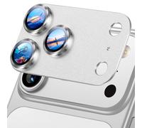 UniqueMe for iPhone 17 Pro Max Camera Lens Protector - 1 Pack [Strong Drop Protection] [Not Easy to Fall-off] Metal Ring Tempered Glass Rear Camera Screen Cover - Silver