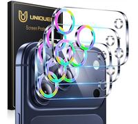 UniqueMe for iPhone 17 Pro Max Camera Lens Protector - 3 Pack Ultra HD Tempered Glass Camera Len Protection Cover [Case Friendly] [Scratch-Resistant] [Night Shooting Mode] - Glitter Colorful