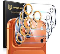 UniqueMe for iPhone 17 Pro Max Camera Lens Protector - 3 Pack Ultra HD Tempered Glass Camera Len Protection Cover [Case Friendly] [Scratch-Resistant] [Night Shooting Mode] - Glitter Orange