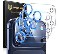 UniqueMe for iPhone 17 Pro Max Camera Lens Protector - 3 Pack Ultra HD Tempered Glass Camera Len Protection Cover [Case Friendly] [Scratch-Resistant] [Night Shooting Mode] - Glitter Blue