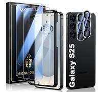 UniqueMe for Samsung Galaxy S25 Screen Protector -2+2 Pack Tempered Glass Film and Camera Lens Protector【Support Fingerprint】 Anti Scratch HD Clear Protective Film with Lens Cover + Install Tool