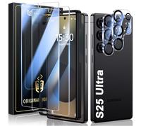 UniqueMe for Samsung Galaxy S25 Ultra Screen Protector -2+2 Pack Tempered Glass Screen Protector and Camera Lens Protector【Support Fingerprint】 Anti Scratch HD Clear Protector with Lens Protector