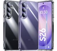 UniqueMe for Samsung Galaxy S26 5G Case - [Not-Yellowing] 3-in-1 Clear Case with 2pcs Tempered Glass Screen Protector 360°Full Protection [Military Grade Protection]Shockproof, Anti-Scratch Kit-Clear