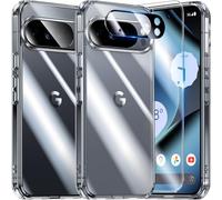 UniqueMe Mobile Phone Case for Google Pixel 10 Pro, 5-in-1 Set, All-Round Protection Protective Cover, 1 Mobile Phone Case, 2 Screen Protectors, 2 Camera Protection, Transparent