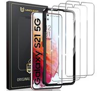 UniqueMe Pack of 3 Full Screen Protector for S21 Tempered Glass 9H Protection, 0.33 mm Ultra Clear, for S21 Protective Glass with Template