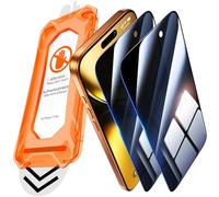 UniqueMe Tempered Glass Privacy Screen Protector for iPhone 17 Pro, Automatic Installation, Shatterproof Military Level, 9H Hardness, Anti-Scratch, Bubble-Free, Anti Spy Film, Pack of 2