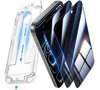 UniqueMe Tempered Glass Privacy Screen Protector for iPhone 17 Pro Max, Automatic Installation, Shatterproof Military Level, Anti-Spy Film, Pack of 2