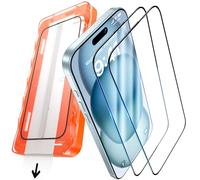 UniqueMe Tempered Glass Screen Protector for iPhone 15/16, Full Screen Protector, Protective Glass for iPhone 15/16, Car Installation, Pack of 2