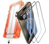 UniqueMe Tempered Glass Screen Protector for iPhone 15 Pro, Full Screen Protector, Protective Glass for iPhone 15 Pro, Car Installation, Pack of 2