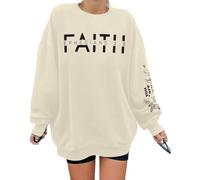 UNIQUEONE Christian Sweatshirt Women Faith Shirts: Jesus Sweatshirt Christian Religious Crewneck Long Sleeve Pullover Tops, Apricot, S