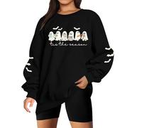 UNIQUEONE Halloween Sweatshirts for Women Ghost Reading Books Sweater Cute Spooky Bookish Shirt Fall Pullover Tops, A-black, Medium