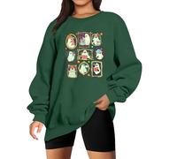 UNIQUEONE Halloween Sweatshirts for Women Ghost Reading Books Sweater Cute Spooky Bookish Shirt Fall Pullover Tops, B-green, L