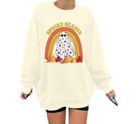 UNIQUEONE Halloween Sweatshirts for Women Halloween Shirts: Oversized in My Spooky Era Sweatshirt Ghost Crewneck Pullover, Apricot, Medium