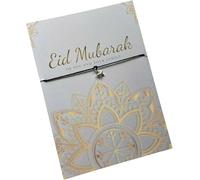 UNIQUEPGIFTS Eid Mubarak Gifts, Wish Bracelet Card, Ramadan Gift for Family | Gold or Silver Colour Keepsake for Sister, Brother, Friends and Relatives; Meaningful Celebration Token for Women and Men