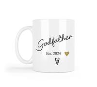 UNIQUEPGIFTS Godfather Gifts, Godparent Mug, Established 2024, Birthday, Christmas, Christening Present for God Father, 11 Oz White Ceramic Mug (Godfather Est. 2024)