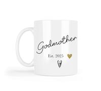UNIQUEPGIFTS Godmother Mug, Godparent Proposal, Godparent Gift, Christening Baptism Christmas or Birthday, First Godchild, 11 Oz White Ceramic Mugs (Godmother Est. 2025 (1 Mug))