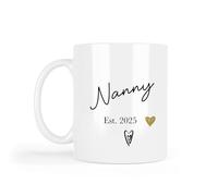 UNIQUEPGIFTS Nanny Gift, New Nan Mug Established 2025, Grandparent Gift, Christmas, Birthday, Mothers Day Present 11 Oz White Mug