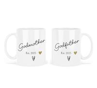 UNIQUEPGIFTS New Godmother and Godfather Mugs 2025, Godparents Gifts, Godparent Proposal, Christening Present for Godparents, 11 Oz White Ceramic Mug Set